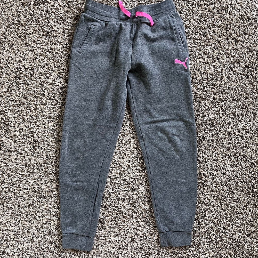 Puma Kids Charcoal Joggers with Pink Details – Sporty &‎ Comfortable